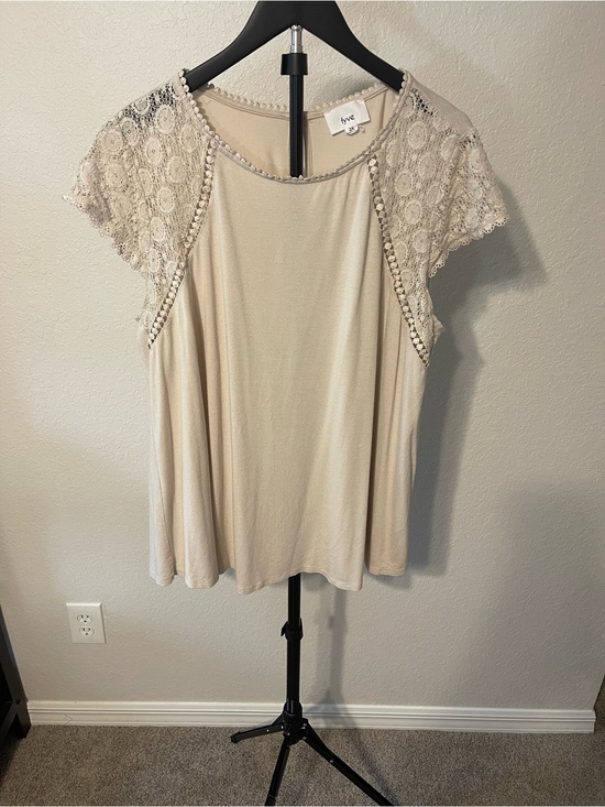 Fyve Tops - Lace-Trim Short Sleeve Blouse - Ivory by Five